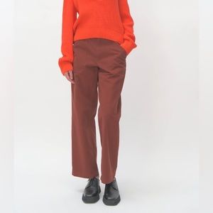 NEW APC Jodie Cotton Canvas Trousers Rust Brown Brick Red Womens Pants Size 38 6